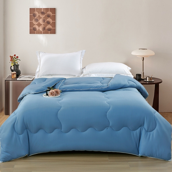 91家纺网 家纺一手货源 找家纺 丝薇雅 2024新款针织棉单边冬被 湖蓝