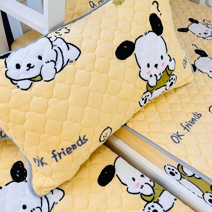 91家纺网 家纺一手货源 找家纺 小虾米 2024新款加厚上下床牛奶绒夹棉床笠款 小奶狗