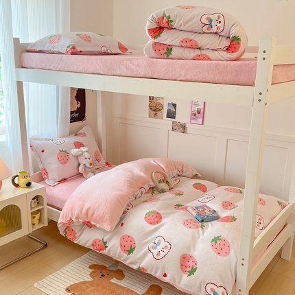 91家纺网 家纺一手货源 找家纺 （总）川悦生活 2024新款ENW加厚牛奶绒宿舍三件套