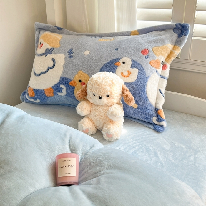 91家纺网 家纺一手货源 找家纺 川悦生活 2024新款雪花绒宿舍三件套 哒哒鸭吖