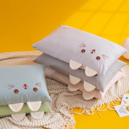 （总）织布人 2024新款荞麦枕全棉多巴胺猫猫枕1-12岁儿童枕学生枕头+荞麦枕芯