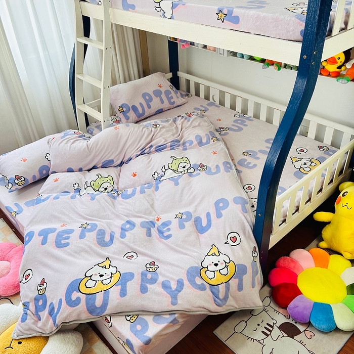 91家纺网 家纺一手货源 找家纺 小虾米 2024新款加厚上下床牛奶绒单被套 奇趣乐园