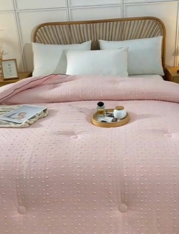 91家纺网 家纺一手货源 找家纺 苏迪 2025新款冬被亲肤保暖3D按摩豆豆被被子被芯 3D按摩豆豆被-豆沙