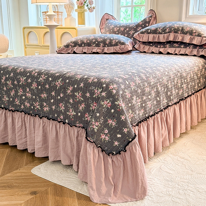 91家纺网 家纺一手货源 找家纺 韩约家纺 2025新款1针织棉皱皱纱床盖款夏凉被春秋被冬被四件套 1幽香