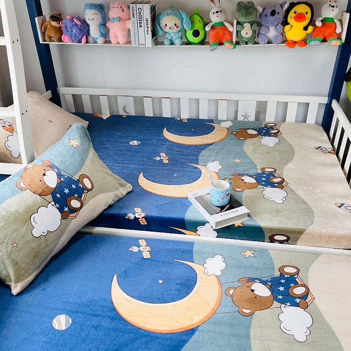 91家纺网 家纺一手货源 找家纺 小虾米 2024新款加厚上下床牛奶绒床笠款 梦星空