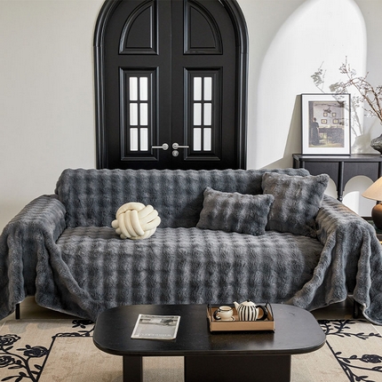 91家纺网 家纺一手货源 找家纺 （总）可恩欣 2025新款贵妇级绒兔毛沙发毯-风格一【跨境供货】可真空压缩