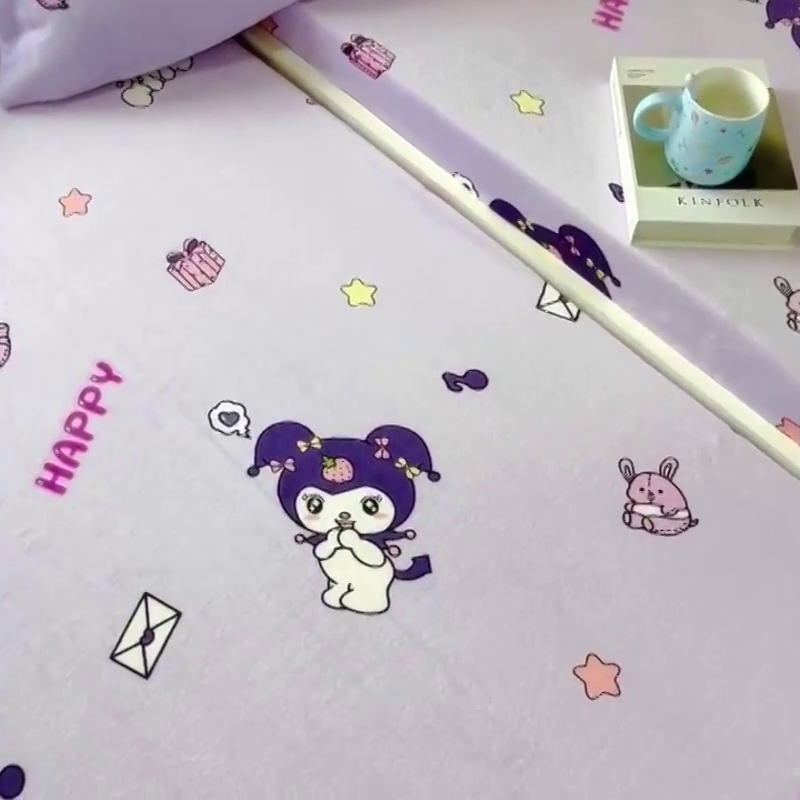 91家纺网 家纺一手货源 找家纺 小虾米 2024新款加厚上下床牛奶绒床笠款 小精灵