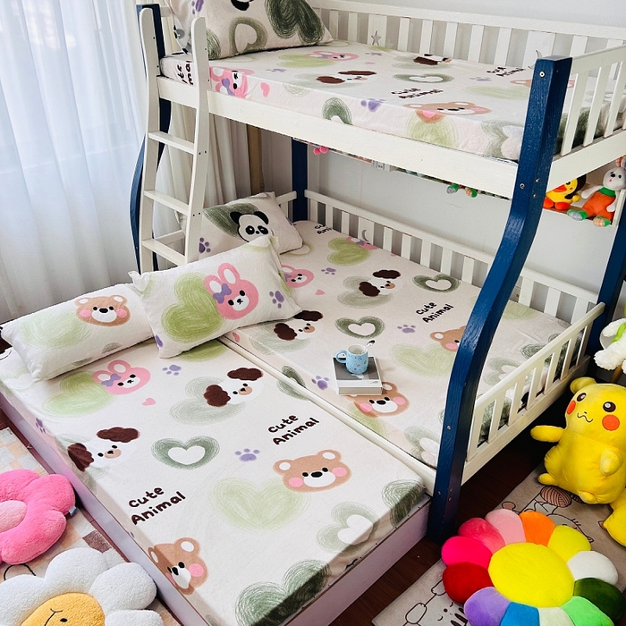 91家纺网 家纺一手货源 找家纺 小虾米 2024新款加厚上下床牛奶绒床笠款 洛可可