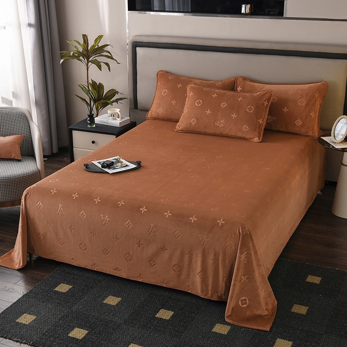 91家纺网 家纺一手货源 找家纺 满羽家纺 2024新款A类高克重婴儿绒提花牛奶绒四件套 爱马仕-橘