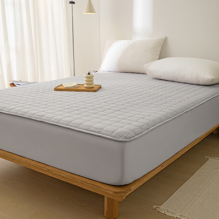 91家纺网 家纺一手货源 找家纺 帕芬鸟家纺 2024新款A类原棉大豆纤维夹棉床垫床笠 床笠款-优雅灰