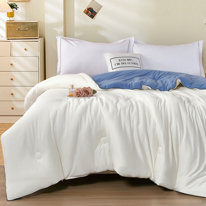 91家纺网 家纺一手货源 找家纺 丝薇雅 2024新款雪绒棉立体冬被 蓝色