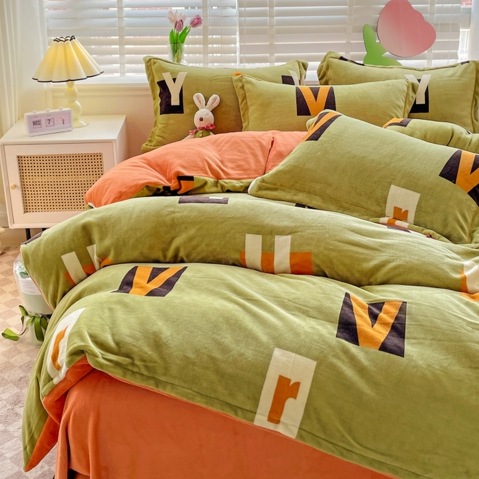 91家纺网 家纺一手货源 找家纺 丽涵家纺 2024秋冬新品冰岛臻棉绒保暖四件套 卡罗