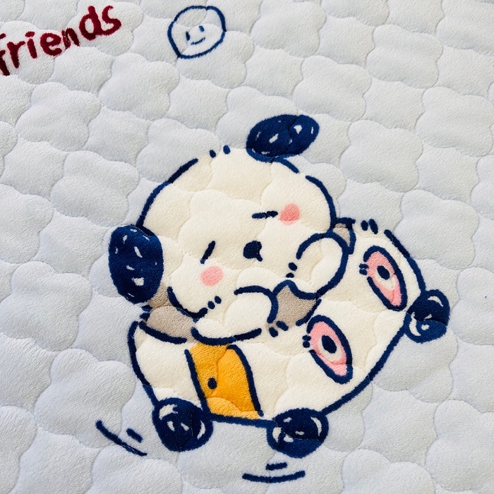 91家纺网 家纺一手货源 找家纺 小虾米 2024新款加厚上下床牛奶绒夹棉床笠款 幸运小狗