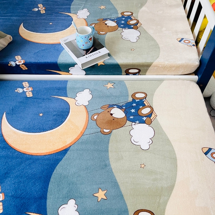 91家纺网 家纺一手货源 找家纺 小虾米 2024新款加厚上下床牛奶绒床笠款 梦星空