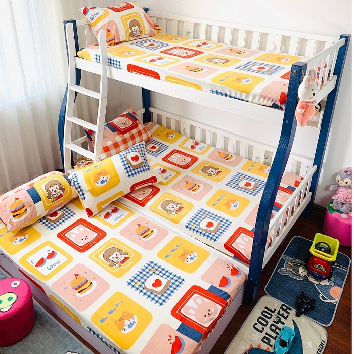 91家纺网 家纺一手货源 找家纺 小虾米 2024新款加厚上下床牛奶绒床笠款 生日派对