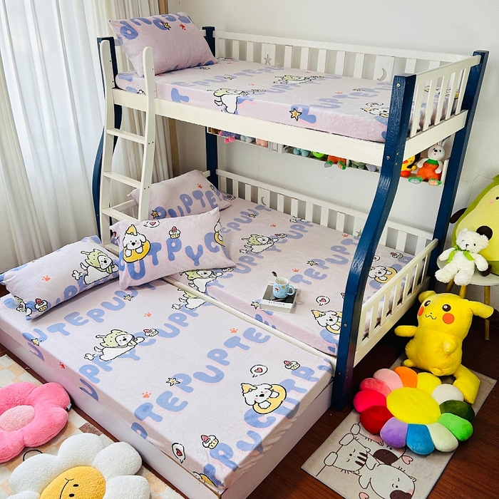 91家纺网 家纺一手货源 找家纺 小虾米 2024新款加厚上下床牛奶绒床笠款 奇趣乐园