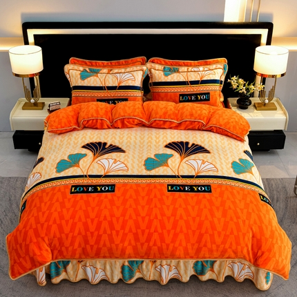 2025新款牛奶绒印花床裙四件套系列-四件套 三生有幸