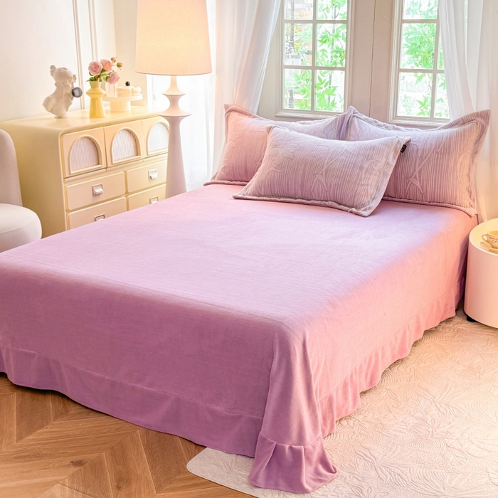 91家纺网 家纺一手货源 找家纺 简如 2025新款A类加厚冰岛立体雕花牛奶绒浮雕绒四件套（有买家秀） 蔓朵-熏衣紫