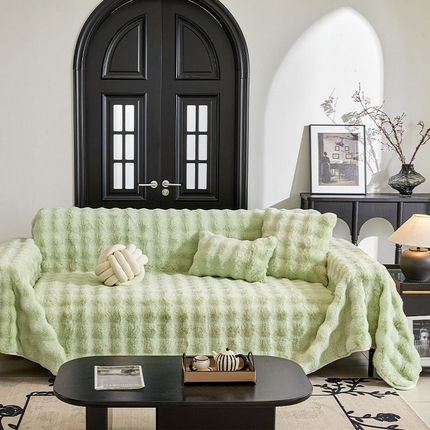 91家纺网 家纺一手货源 找家纺 （总）可恩欣 2025新款贵妇级绒兔毛沙发毯-风格一【跨境供货】可真空压缩