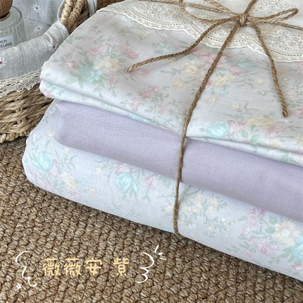 91家纺网 家纺一手货源 找家纺 （总）2024新款全棉印花双层纱四件套--蕾丝花边款