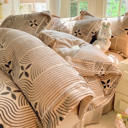 91家纺网 家纺一手货源 找家纺 （总）简如 2025新款A类加厚冰岛立体雕花牛奶绒浮雕绒四件套（有买家秀）