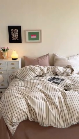 91家纺网 家纺一手货源 找家纺 艾莱家纺 2024新款七彩贝壳系列100S全棉柔顺加厚磨毛四件套 幻珊-咖中条