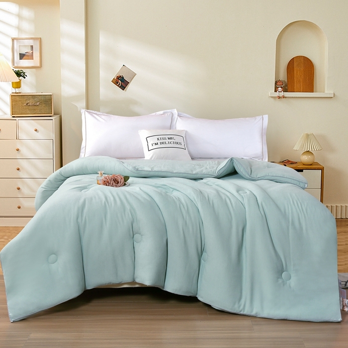 91家纺网 家纺一手货源 找家纺 丝薇雅 2024新款雪绒棉立体冬被 浅绿