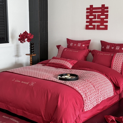 91家纺网 家纺一手货源 找家纺 （总）2024新款全棉绣花高端刺绣七件套-喜合