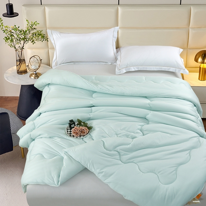 91家纺网 家纺一手货源 找家纺 丝薇雅 2024新款针织棉单边冬被 浅绿