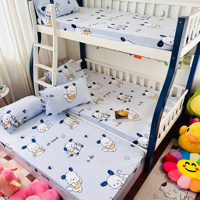 91家纺网 家纺一手货源 找家纺 小虾米 2024新款加厚上下床牛奶绒床笠款 幸运小狗