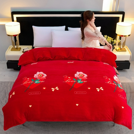 91家纺网 家纺一手货源 找家纺 慕婷家纺 2024新款牛奶绒印花床裙系列-单被套钟爱一生