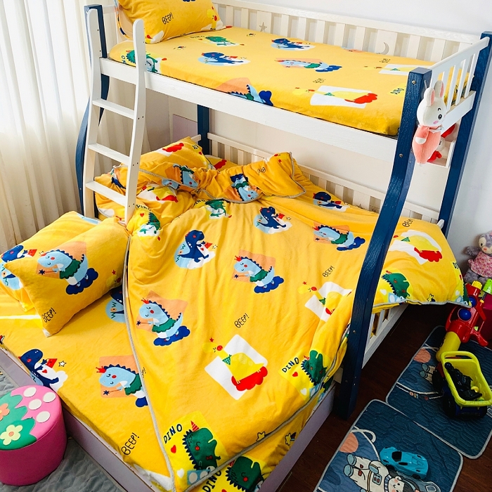 91家纺网 家纺一手货源 找家纺 小虾米 2024新款加厚上下床牛奶绒单被套 可爱龙