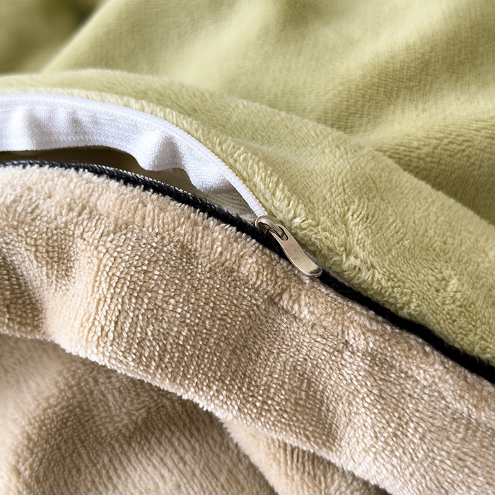 91家纺网 家纺一手货源 找家纺 欧邦 新款纯色牛奶绒单被套夹棉床盖三件套四件套 芥黄+卡其