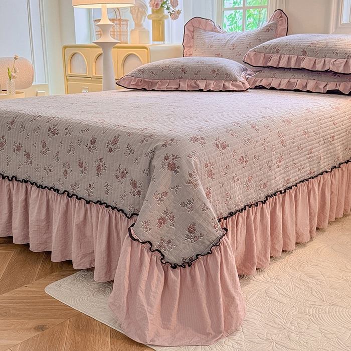 91家纺网 家纺一手货源 找家纺 韩约家纺 2025新款1针织棉皱皱纱床盖款夏凉被春秋被冬被四件套 沉香