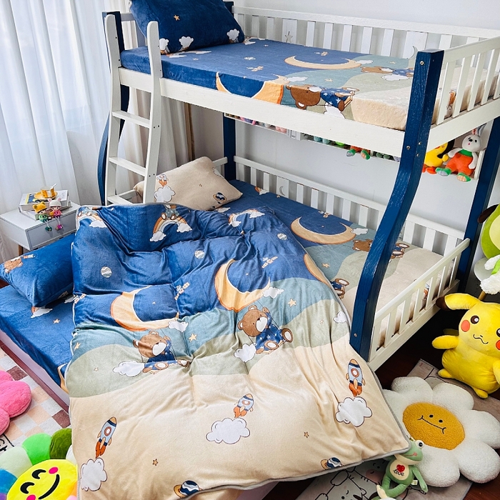 91家纺网 家纺一手货源 找家纺 小虾米 2024新款加厚上下床牛奶绒单被套 梦星空