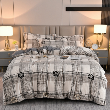 丽涵家纺 2024秋冬新品冰岛臻棉绒保暖四件套 小香风