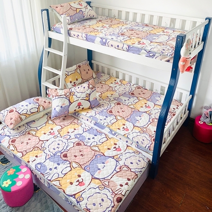 小虾米 2024新款加厚上下床牛奶绒夹棉床笠款 萌犬