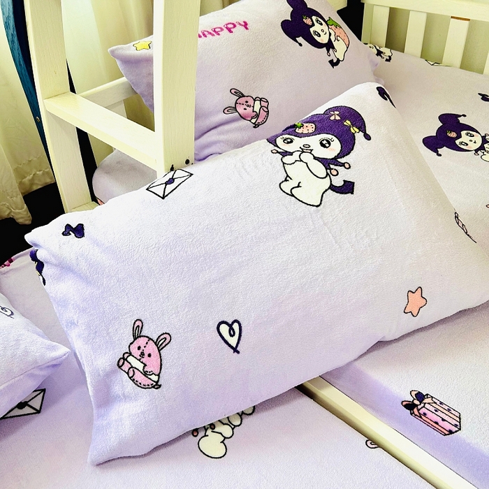 91家纺网 家纺一手货源 找家纺 小虾米 2024新款加厚上下床牛奶绒床笠款 小精灵