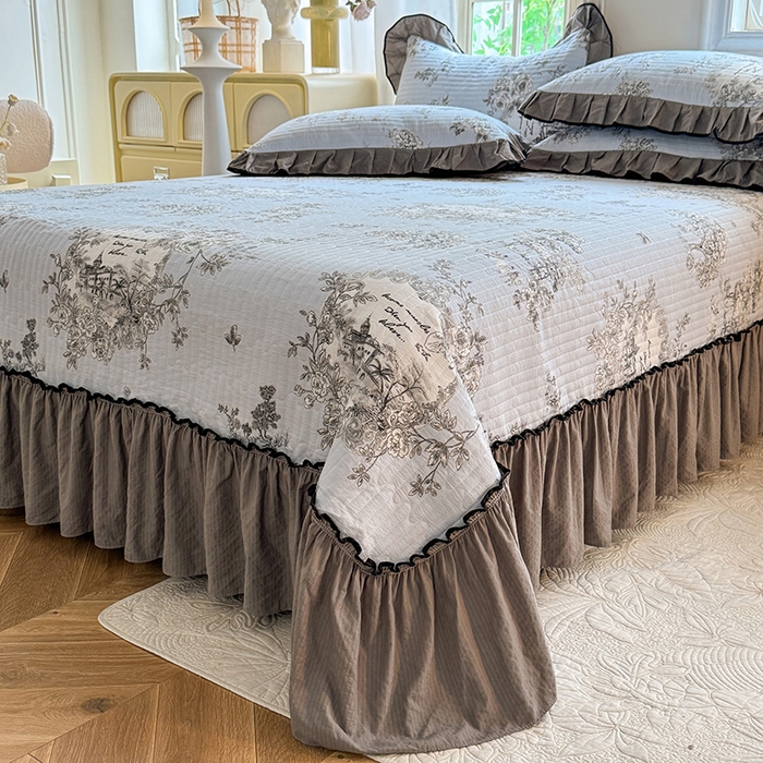 91家纺网 家纺一手货源 找家纺 韩约家纺 2025新款1针织棉皱皱纱床盖款夏凉被春秋被冬被四件套 巴克庄园