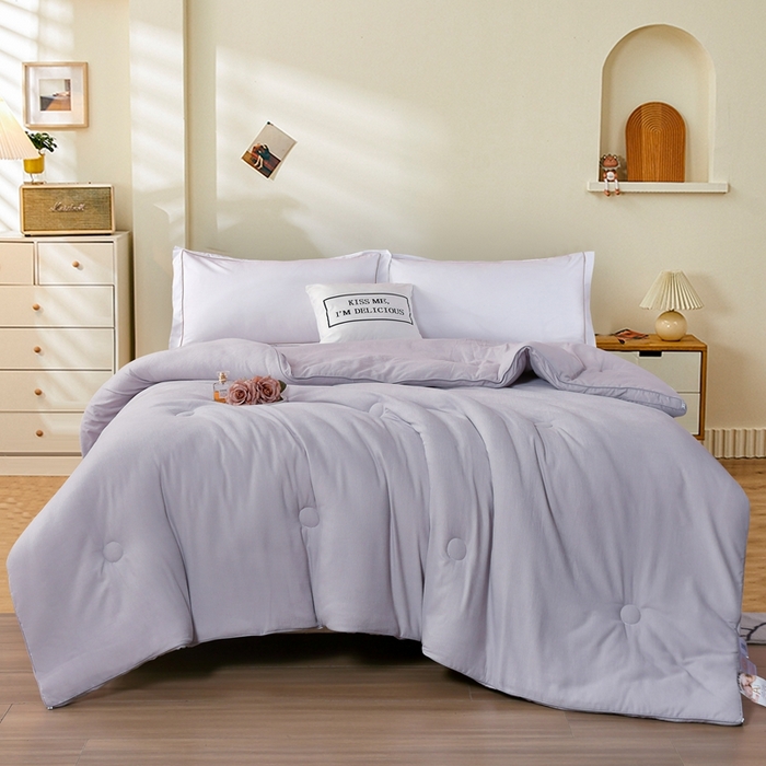 91家纺网 家纺一手货源 找家纺 丝薇雅 2024新款雪绒棉立体冬被 灰色