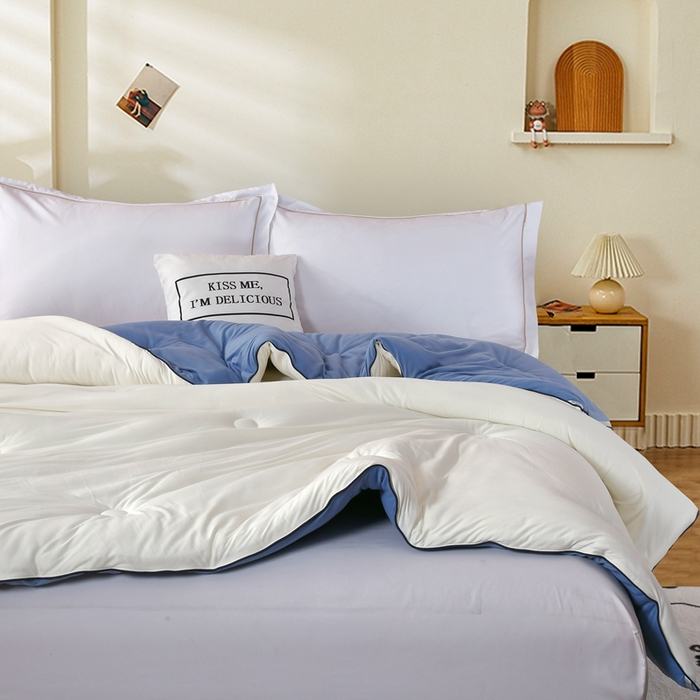 91家纺网 家纺一手货源 找家纺 丝薇雅 2024新款雪绒棉立体冬被 蓝色