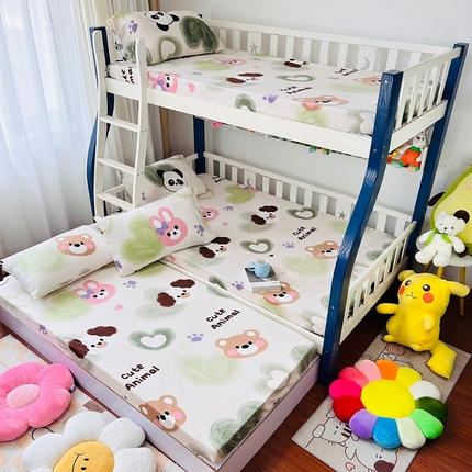 小虾米 2024新款加厚上下床牛奶绒床笠款 洛可可