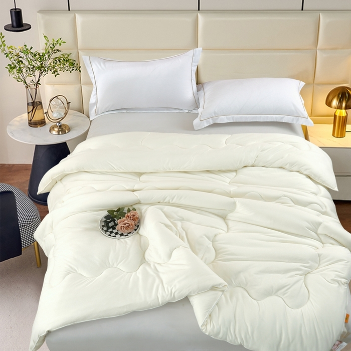 91家纺网 家纺一手货源 找家纺 丝薇雅 2024新款针织棉单边冬被 本白