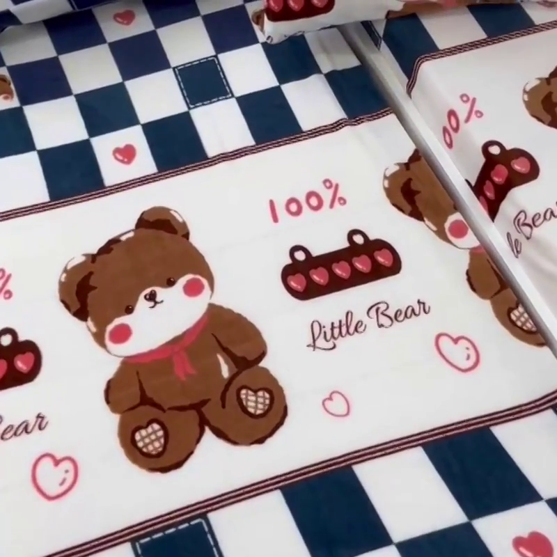 91家纺网 家纺一手货源 找家纺 小虾米 2024新款加厚上下床牛奶绒单被套 快乐熊宝