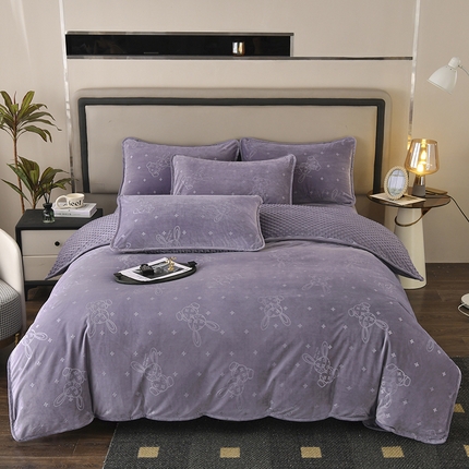 91家纺网 家纺一手货源 找家纺 （总）满羽家纺 2024新款A类高克重婴儿绒提花牛奶绒四件套