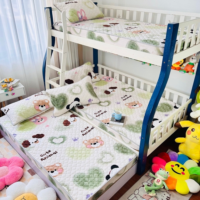 91家纺网 家纺一手货源 找家纺 小虾米 2024新款加厚上下床牛奶绒夹棉床笠款 洛可可