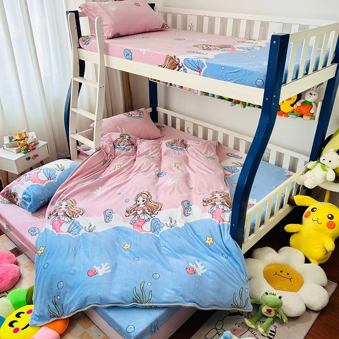 91家纺网 家纺一手货源 找家纺 小虾米 2024新款加厚上下床牛奶绒单被套 美人鱼