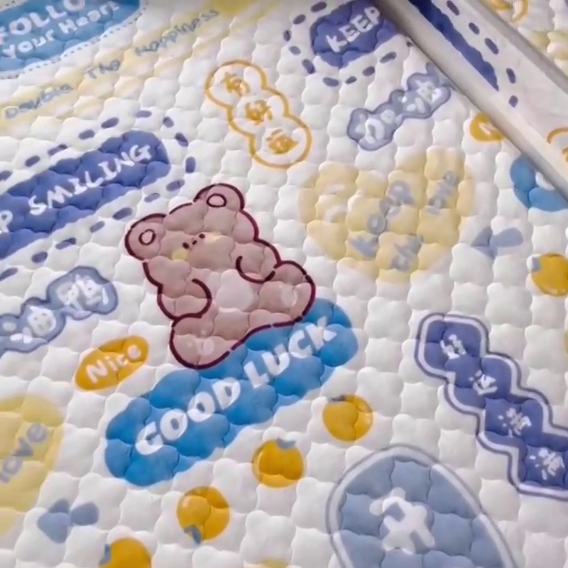 91家纺网 家纺一手货源 找家纺 小虾米 2024新款加厚上下床牛奶绒夹棉床笠款 好运满满