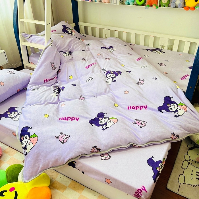 91家纺网 家纺一手货源 找家纺 小虾米 2024新款加厚上下床牛奶绒单被套 小精灵