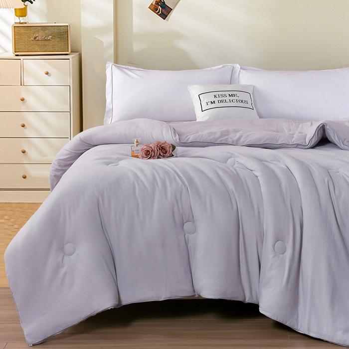 91家纺网 家纺一手货源 找家纺 丝薇雅 2024新款雪绒棉立体冬被 灰色